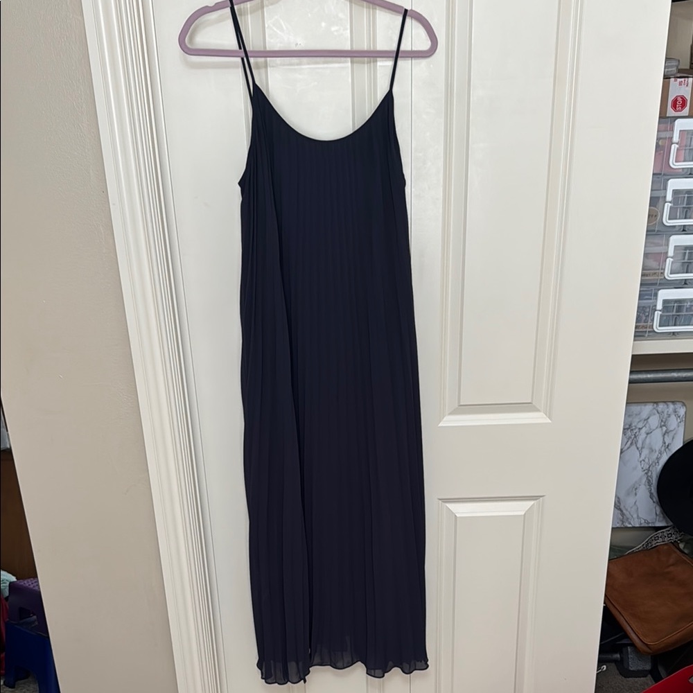 Navy Blue Long Spaghetti Strap Dress